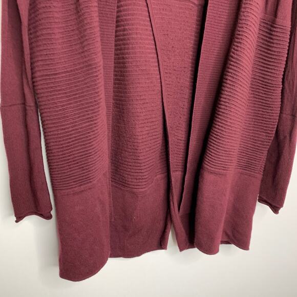 Lululemon Sit in Lotus Heathered Plum Cardigan Wrap Sweater Burgundy Wool 4 - Picture 6 of 13